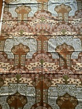 Huge Piece Vintage Heals Fabric Water Garden David Bartle Art Nouveau Vibe