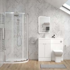 White 1000mm Vanity WC Unit Chrome Quad Shower Encl BathShower Suite RH 700x700