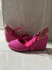 M&S PINK Wedges Espadrille 7.5cm Heel Ankle Strap Summer Hot Pink NEW RRP£35