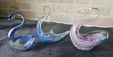 3 X Glass Swan Ornaments