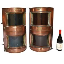 Antique Ships Lanterns, A Pair, Copper/Brass, Meteorite, Port/Starboard, HUGE!