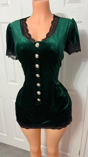 New green velvet lace trim - green,