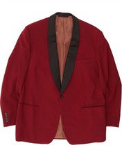 VINTAGE Mens 1 Button Blazer Jacket UK 40 Large Burgundy CZ26