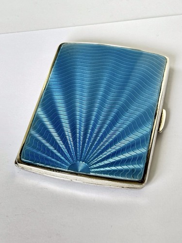 Art deco silver blue enamel - silver,