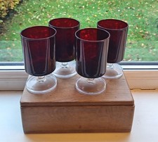 Vintage Ruby Red Luminarc Cavalier Glasses  Diam 5.9cm Ht 10.3cm Excellent Cond.