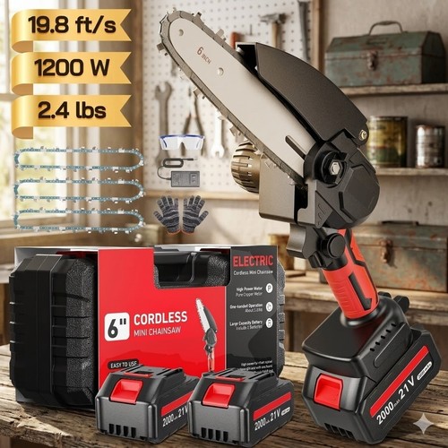 Mini chainsaw cordless 2x - 6",