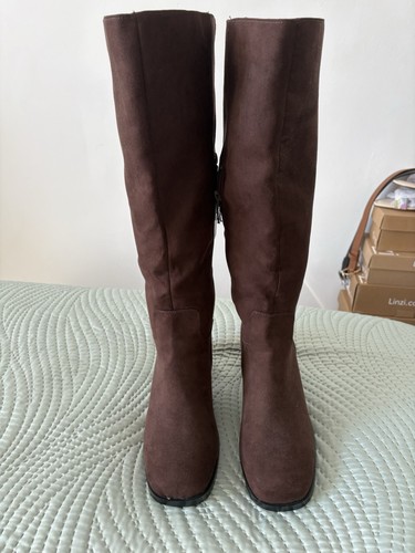 Brown suede calf length - , wide