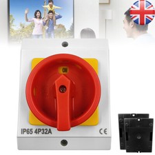 32A Rotary Isolator Switch 32amp 4 Pole AC 230V-415V IP65 Waterproof In/Outdoor