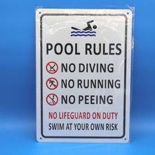 2-Metal Pool Rules Sign No