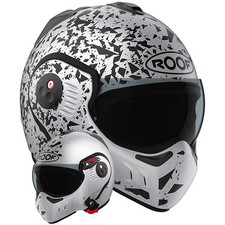 Roof Boxer Alpha Motorcycle Flip Up Helmet - Blackstar / Matt Silverwhite