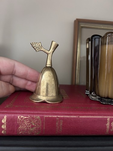 Small brass bell - brass, leaf