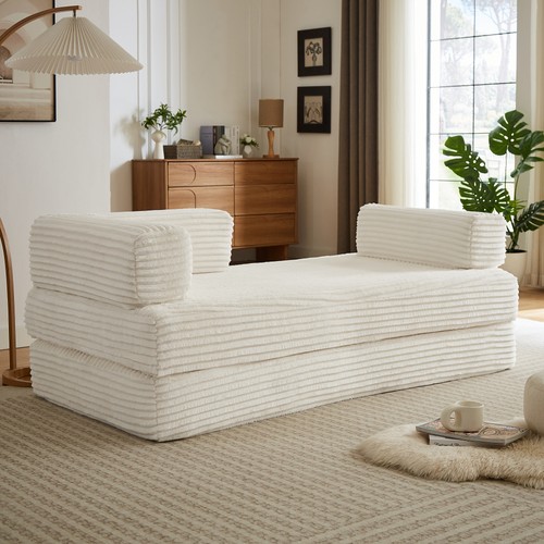 Beige corduroy loveseat sofa - loveseat,
