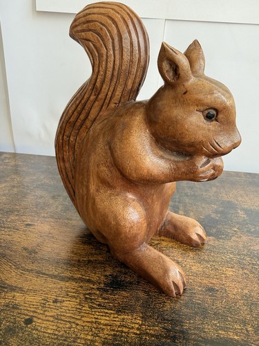 Wood carved squirrel figure - wood,