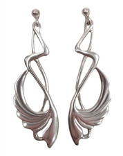 Pat Cheney Sterling Silver 925 Earrings Beautiful Art Nouveau Drops Signed 