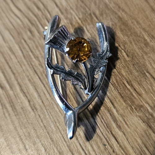 Silver tone metal thistle - silver,