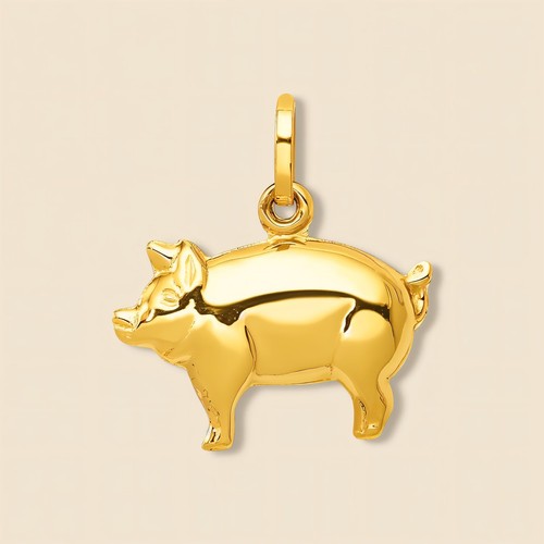 14k yellow gold pig - 14k, charm