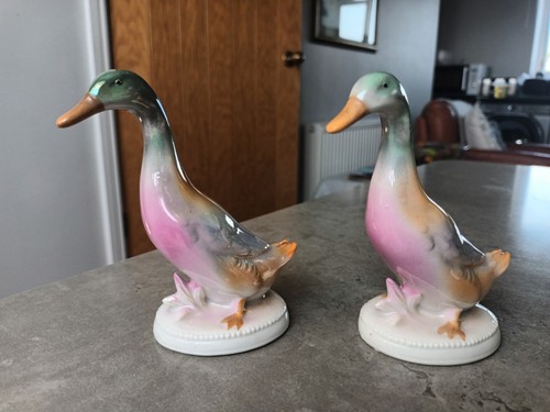 Pair porcelain ducks - porcelain,