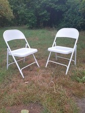 2 x Habitat Macadam Folding Indoor / Outdoor Metal Chairs In White 