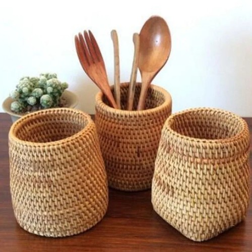 Rattan utensil holder - rattan,