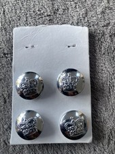 Military Inspired Chrome Metal Buttons 16mn Diameter Four In Total