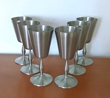 6 Vintage Stainless Steel Wine