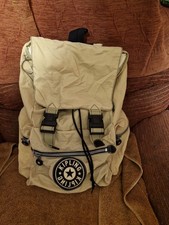 Large Kipling Backpack with Large Logo on Front Pocket Multi Beige 19" by 17" B2