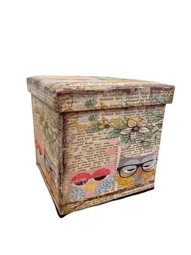 Faux leather foldable ottoman - faux,