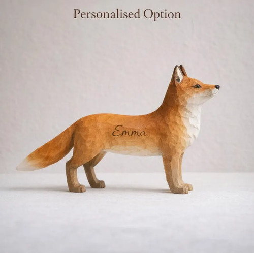 Carved wooden fox figurine - wooden, |