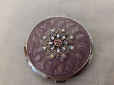 Purple Bejewelled Compact Mirror Handbag Hand Pocket Travel Makeup Mirror