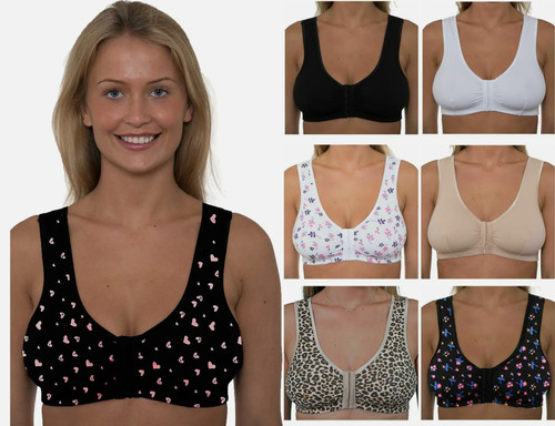 Front fastening bra cotton - front,