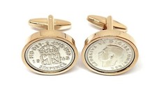 80th Birthday Gift for him Original Lucky Sixpence Cufflinks 1937 to 1952 HT RG