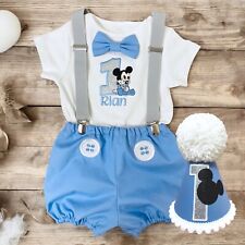 Mickey Mouse Baby Outfit Handmade Boys Birthday Cake Smash Party Blue