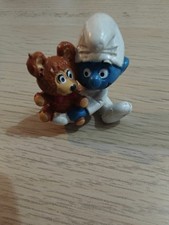 Vintage Smurf Holding Teddy