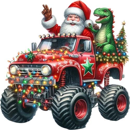 Christmas monster truck - monster, santa