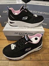 Skechers Arch Comfort 2.0 Memory Foam Womens Trainers Shoes Black/Pink UK size 5