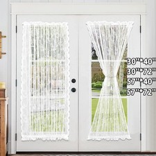 White sheer door curtains - door,