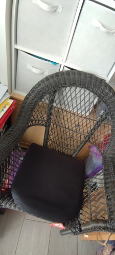Wicker armchair with - wicker, black