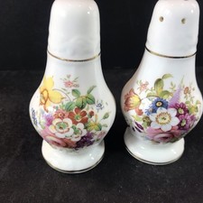 Vintage Hammersley "Howard Sprays" Shakers Salt & Pepper Pots hand painted 