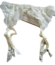 Luxury CREAM SATIN & LACE Suspender Belt  WITH CENTRE PEARL DETAIL - Size 10