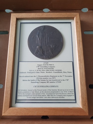 Framed ww1 death medallion - ww1,