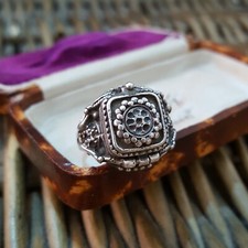 Vintage 925 Sterling Silver Poison Ring Locket Design Size N.5 / US 7 EU 54.5