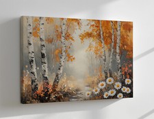 Daisies In Autumn Birch Forest
