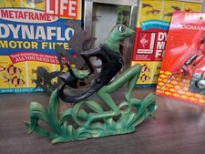Vintage Aquarium Original Paint Dancing Tuxedo Frog Cast Iron Fish Bowl Stand