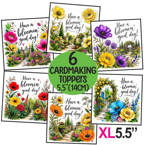 Floral garden card toppers - floral,