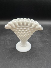 Vintage Hobnail Milk Glass Fan
