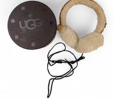 UGG Australia Wired Earmuffs/Headphones Cream Shearling Tan Accents Original Box