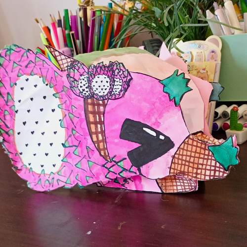 Handmade paper dragon puppet - handmade,
