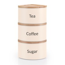 Stackable Canister Set of 3, Airtight Jars for Tea, Coffee, Sugar Storage