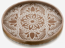 Round Wood Decorative Tray For
