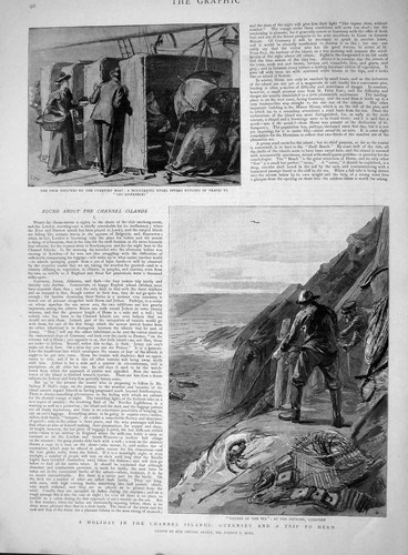 Original old antique print - old,